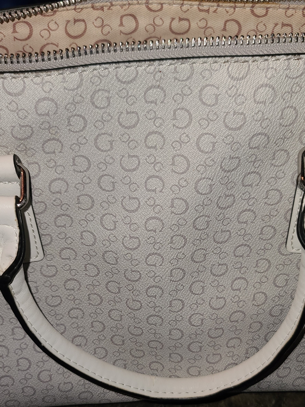 GUESS Women's White Signature Satchel Bag - Picture 3 of 5